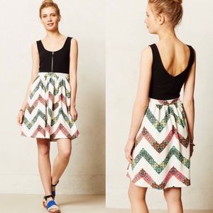 ANTHROPOLOGIE Maeve Fit and Flare Chevron Dress 6